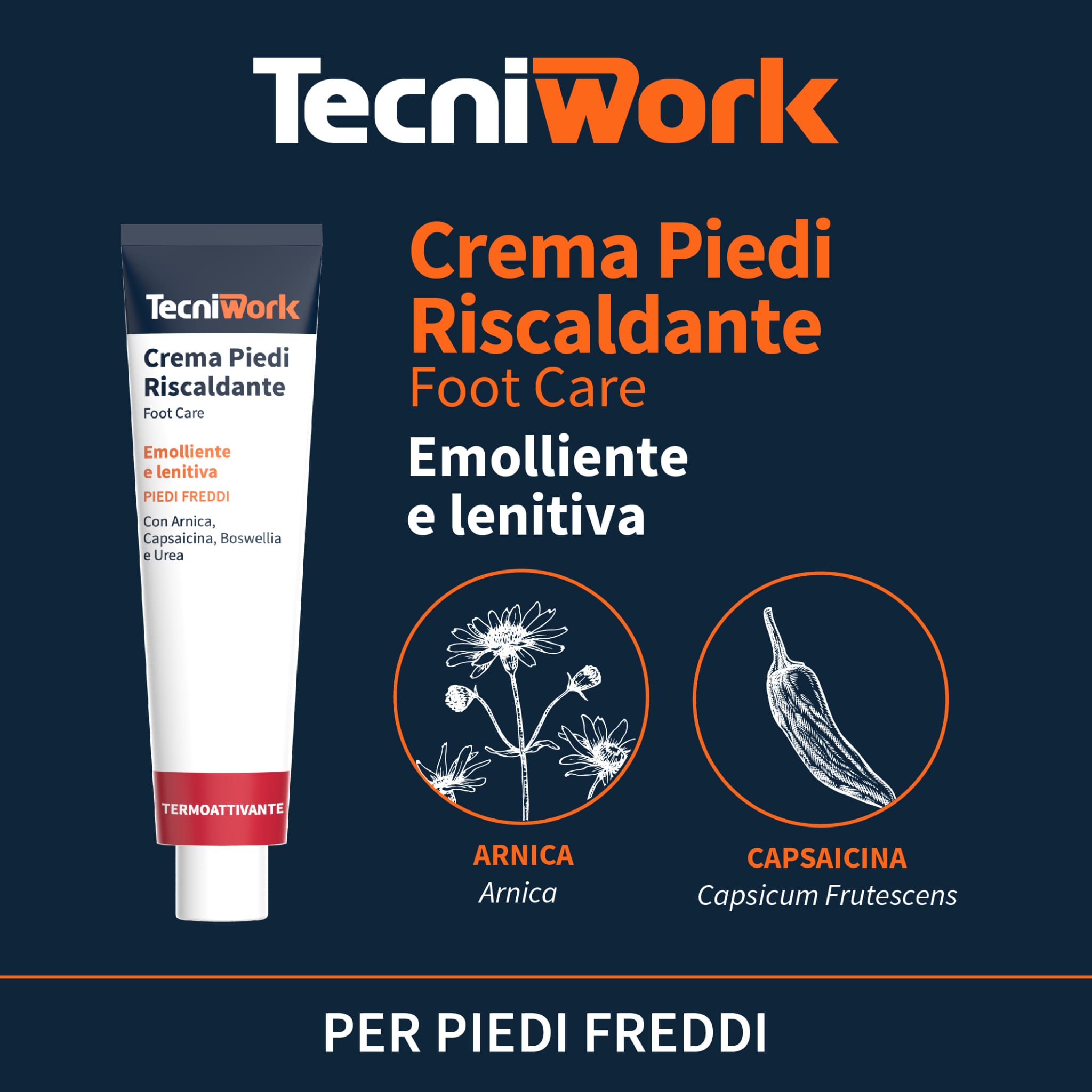 Crema piedi riscaldante, emolliente e lenitiva 75 ml